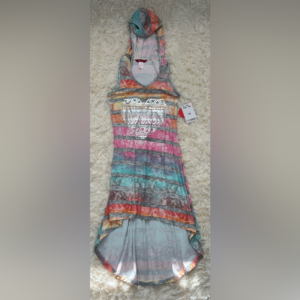 NWT Lulu Luv Girls Boho Tribal Metallic Dress Size 7/8